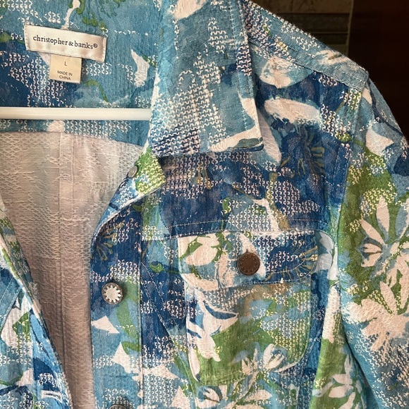 Christopher & Banks Blue Floral Jacket - Picture 2 of 3
